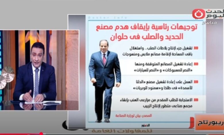 شريف عبيد: عودة مصنع الحديد والصلب بحلوان خطوة تاريخية لإحياء الصناعة الوطنية شريف عبيد: عودة مصنع الحديد والصلب بحلوان خطوة تاريخية لإحياء الصناعة الوطنية