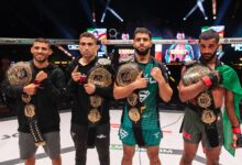 ليلة الأبطال في الخبر: تتويج أربعة أوزان يختتم موسم دوري المقاتلين المحترفين 2025 ليلة الأبطال في الخبر: تتويج أربعة أوزان يختتم موسم دوري المقاتلين المحترفين 2025